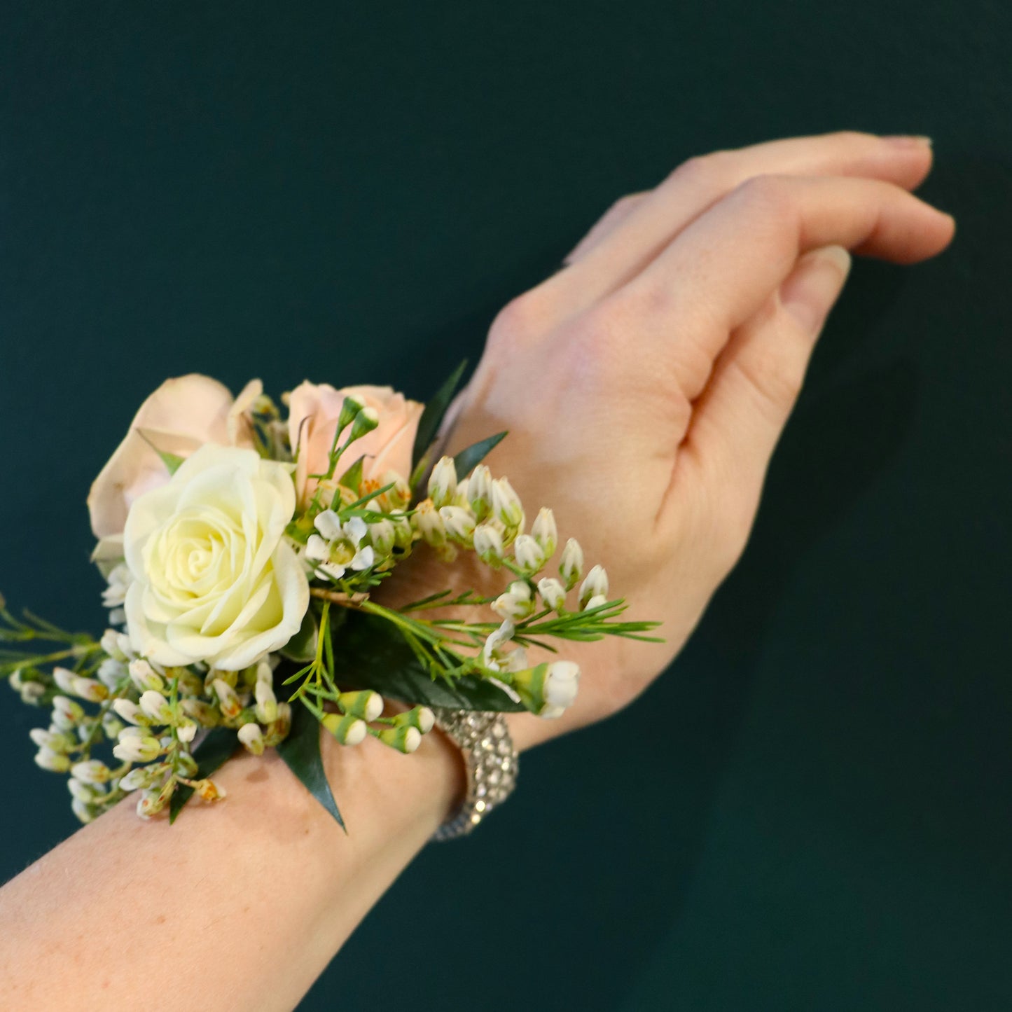 mixed mini rose wrist corsage