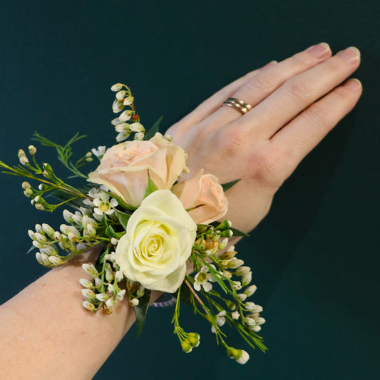 mixed mini rose wrist corsage